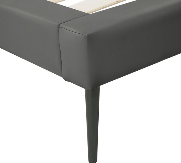 Posteľ sivá umelá koža 180 x 200 cm čalúnený rám postele s roštom prešívané čelo moderný dizajn