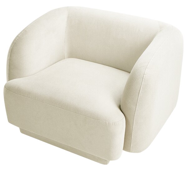 Kreslo svetlobéžové polyester látkové čalúnenie retro glamour štýl s podrúčkami obývacia izba