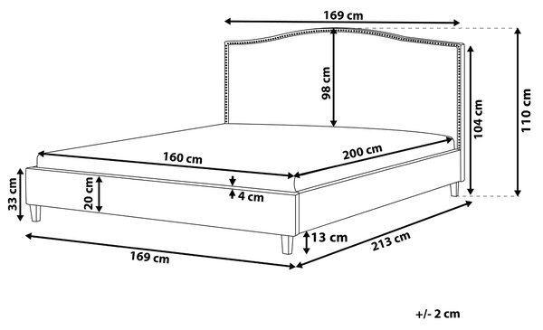 Posteľ béžová látkové čalúnenie 160 x 200 cm čelo s lemovaním s roštom klasický štýl