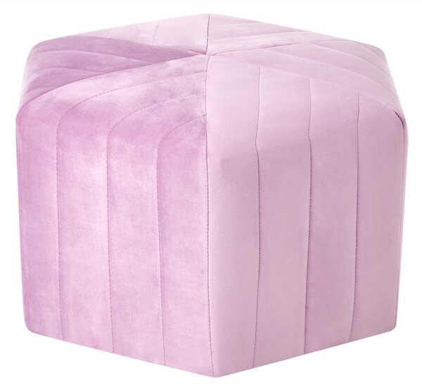 Taburetka svetlofialová zamatové čalúnenie 53 x 48 x 29 cm šesťhranná podnožka glamour štýl obývačka spálňa