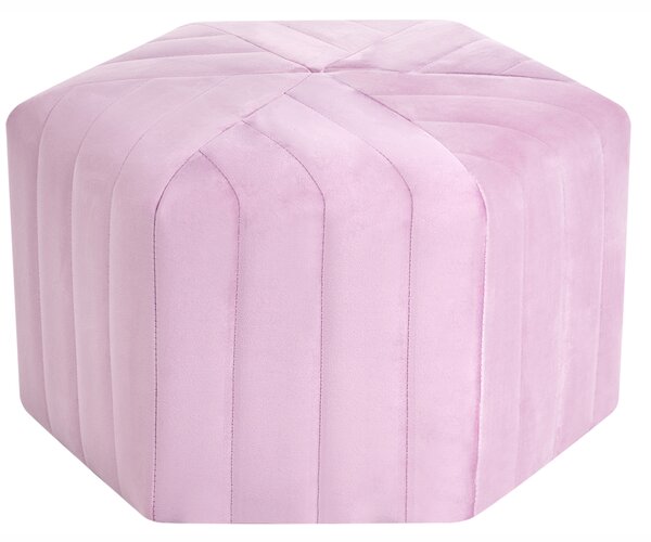 Taburetka svetlofialová zamatové čalúnenie 53 x 48 x 29 cm šesťhranná podnožka glamour štýl obývačka spálňa