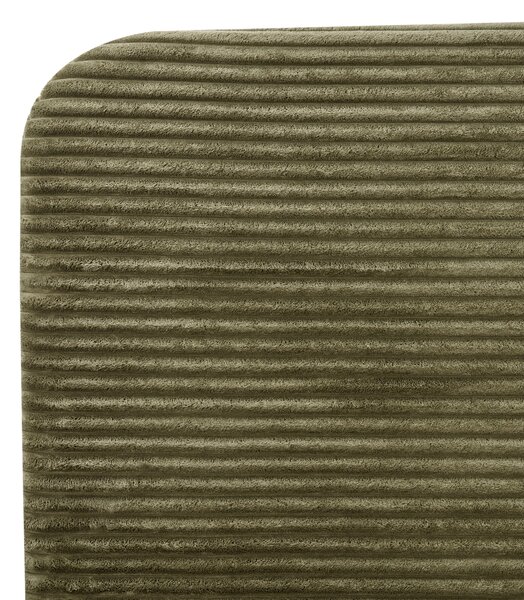 Posteľ zelená menčestrová 160 x 200 cm čalúnené čelo čierne nohy lamelový rošt minimalistický dizajn