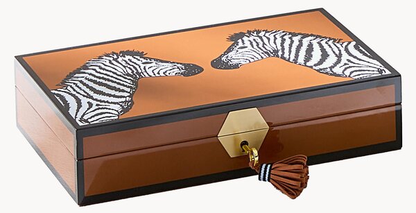 Drevená škatuľka na bižutériu Zebra