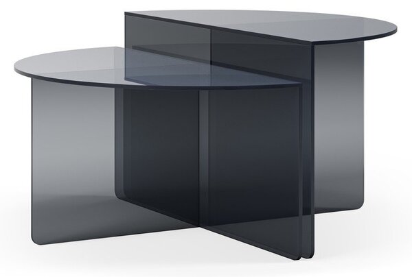 Sivé sklenené okrúhle konferenčné stolíky v súprave 2 ks ø 80 cm Velta – MOME