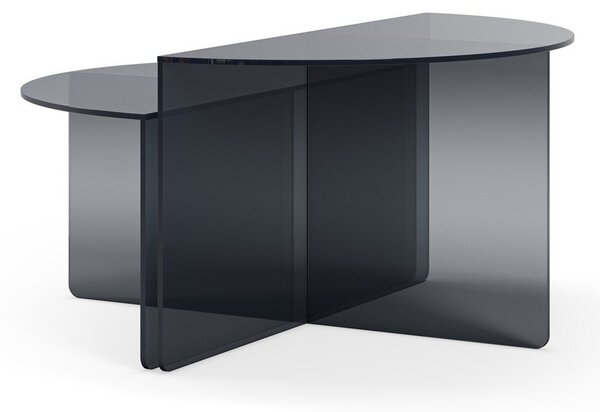 Sivé sklenené okrúhle konferenčné stolíky v súprave 2 ks ø 80 cm Velta – MOME