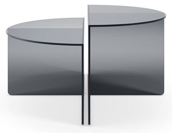 Sivé sklenené okrúhle konferenčné stolíky v súprave 2 ks ø 80 cm Velta – MOME
