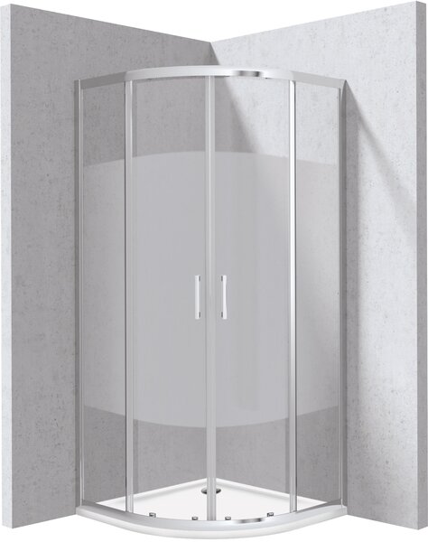 Deante Štvrťkruhový sprchový kút Funkia Evo 90x90 cm, vzor pás - KYPP0E99P, chróm + sprchová vanička biela