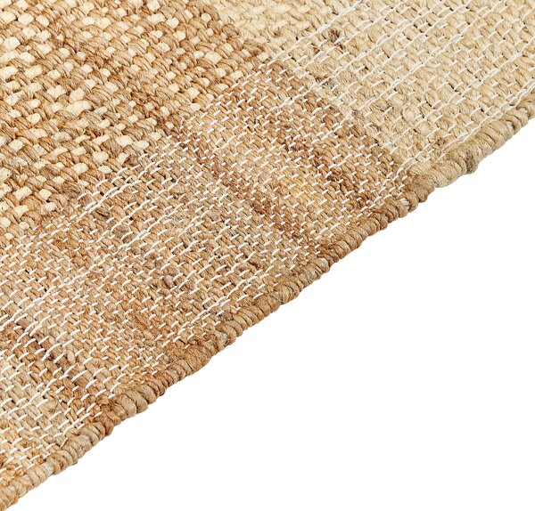 Koberec béžový jutový 160 x 230 cm ručne tkaný so strapcami boho obývacia izba spálňa