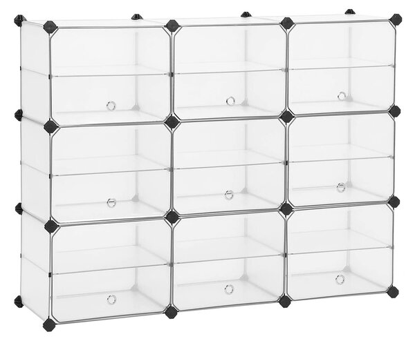 SONGMICS Plastová variabilná polica 9 boxov 123 x 93 x 31 cm