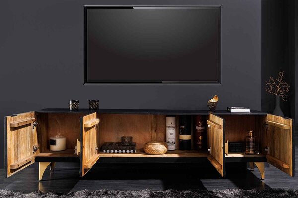 Dizajnový TV stolík Venetia 180 cm čierno-zlatý -