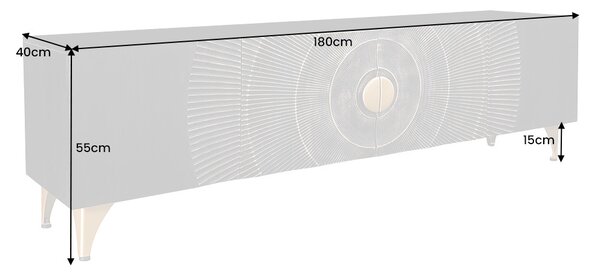 Dizajnový TV stolík Venetia 180 cm čierno-zlatý -