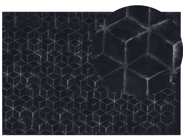 Koberec z umelej zajačej kožušiny čierny 160 x 230 cm umelá polyesterová kožušina mäkký huňatý s vysokým vlasom