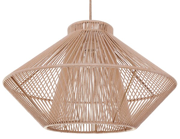 Závesná lampa béžová tienidlo z bavlnených nití osvetlenie do interiéru prírodný štýl japandi