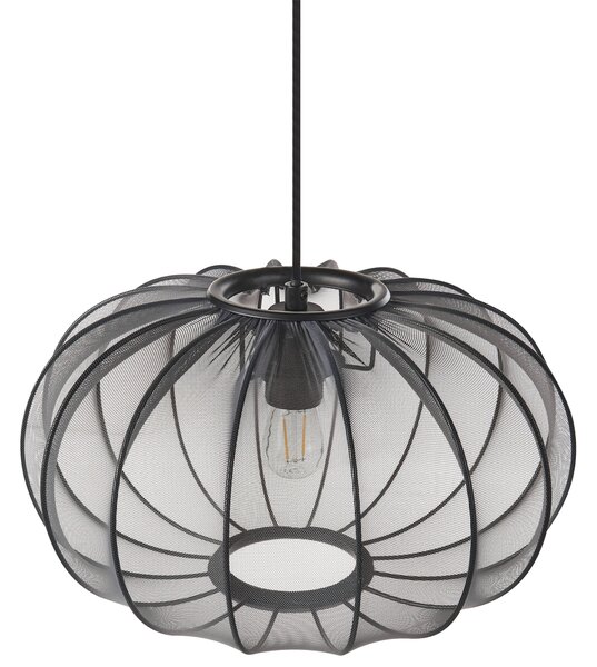 Závesná lampa čierna nylon látkové tienidlo osvetlenie moderný štýl obývacia izba