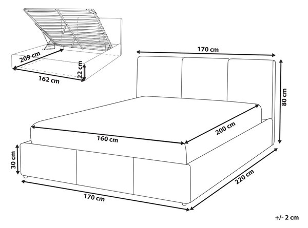 Posteľ s úložným priestorom svetlobéžová zamatové čalúnenie dvojlôžková 160 x 200 cm prešívané čelo