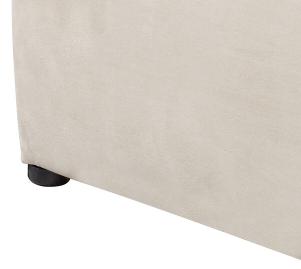 Posteľ s úložným priestorom svetlobéžová zamatové čalúnenie dvojlôžková 160 x 200 cm prešívané čelo