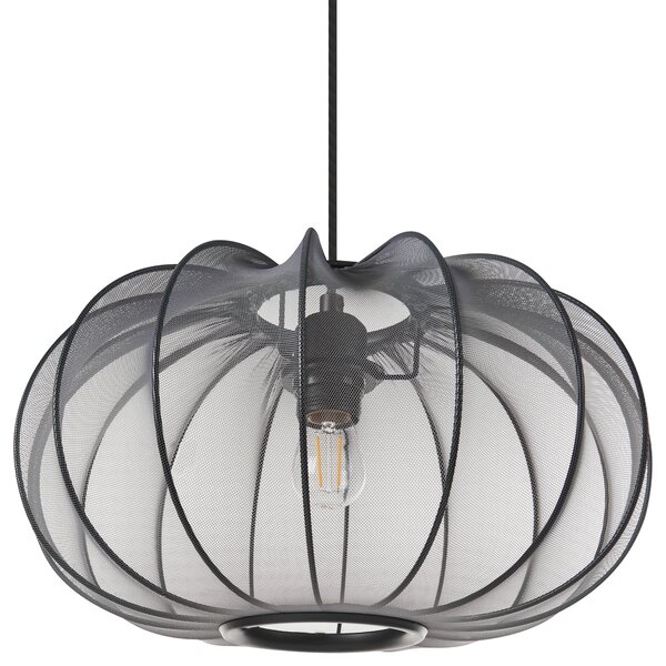 Závesná lampa čierna nylon látkové tienidlo osvetlenie moderný štýl obývacia izba