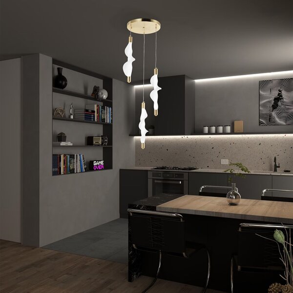 Toolight Moderné dizajnové LED osvetlenie G009-3CPR zlaté/biele