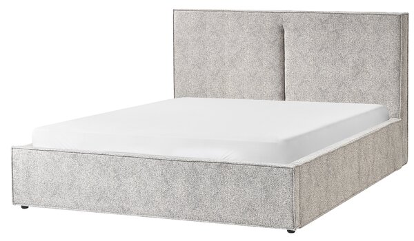 Posteľ čierna biela čalúnená úpletový velúr 160 x 200 cm s úložným priestorom lamelový rošt moderný štýl spálňa