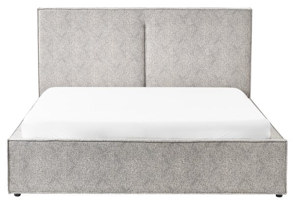Posteľ čierna biela čalúnená úpletový velúr 160 x 200 cm s úložným priestorom lamelový rošt moderný štýl spálňa