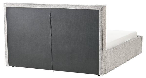 Posteľ čierna biela čalúnená úpletový velúr 160 x 200 cm s úložným priestorom lamelový rošt moderný štýl spálňa