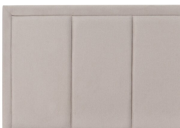 Posteľ s úložným priestorom béžová 160 x 200 cm látkové čalúnenie prešívané čelo zdvíhací rošt minimalistický dizajn