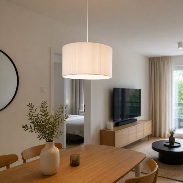 Luster na lanku SIRJA PLISADO 1xE27/15W/230V pr. 35 cm biela