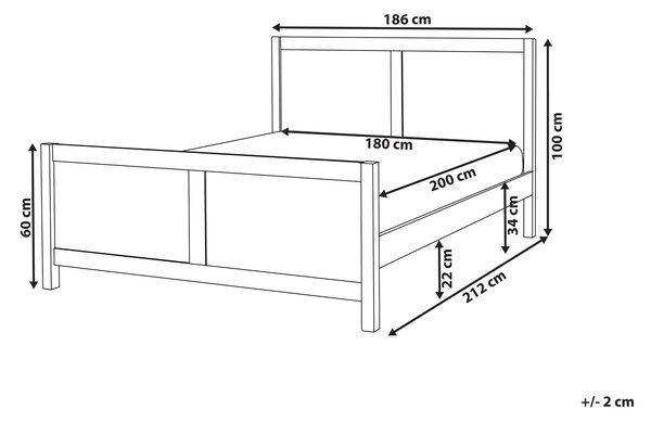 Posteľ svetlohnedá kaučukové drevo 180 x 200 cm rám postele s čelom lamelový rošt minimalistický rustikálny štýl