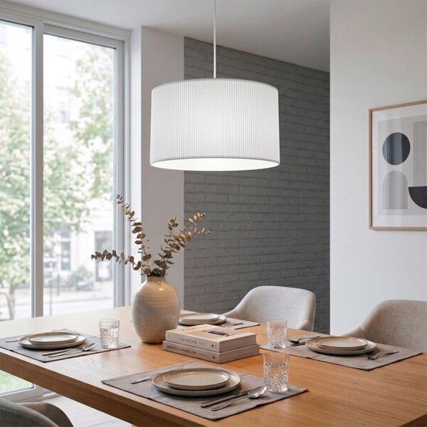Luster na lanku SIRJA PLISADO 1xE27/15W/230V pr. 35 cm biela