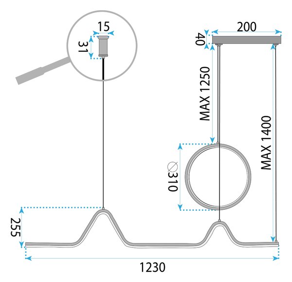 Toolight Závesné LED osvetlenie E6 LHJ022-CP 120 cm zlaté