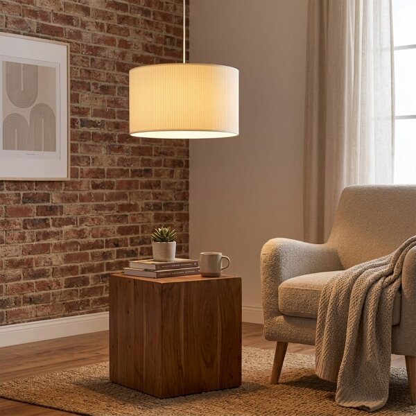Závesný luster na lanku SIRJA PLISADO 1xE27/15W/230V priemer 35 cm krémový
