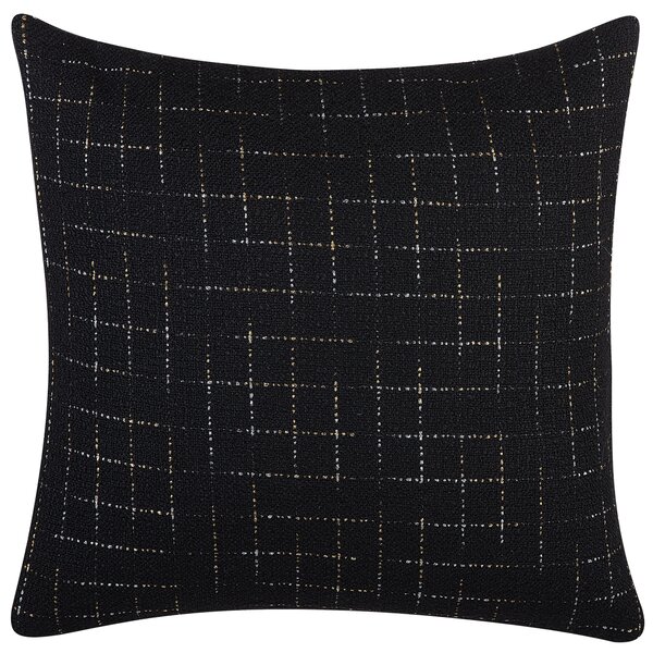 Sada 2 dekoratívnych vankúšov čierna so štvorcovým sieťovaným vzorom 45 x 45 cm geometrické minimalistické moderné dekoratívne doplnky