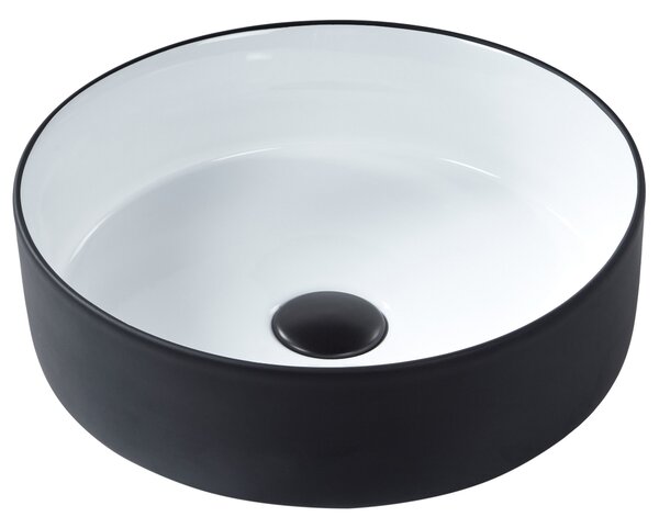 Kúpeľňové umývadlo na dosku čierne keramické lesklé 36 cm okrúhle moderný štýl