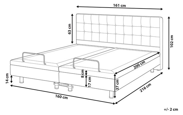 Polohovateľná posteľ krémová biela buklé čalúnenie 160 x 200 cm elektrické nastavenie s diaľkovým ovládaním rám postele s čelom