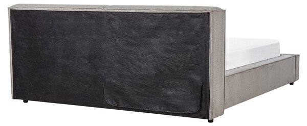 Posteľ sivé látkové čalúnenie 160 x 200 cm s roštom hrubé čalúnené čelo retro tradičný štýl