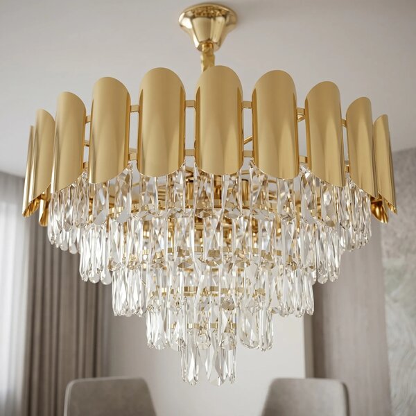 Toolight Krištáľové závesné osvetlenie SWE100-CP 60cm zlaté