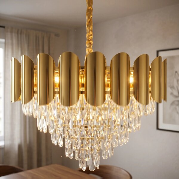 Toolight Krištáľové závesné osvetlenie SWE100-CP 60cm zlaté