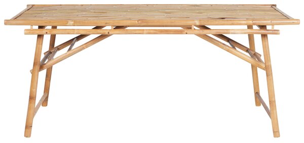 Záhradný stôl svetlohnedý bambusové drevo 180 x 90 cm obdĺžnikový tvar moderný boho štýl exteriér