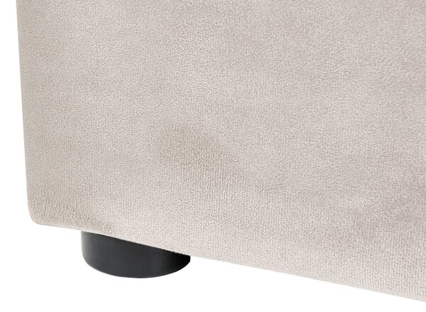 Posteľ s úložným priestorom sivobéžová zamatové čalúnenie 140 x 200 cm prešívané čelo lamelový rošt glamour dizajn