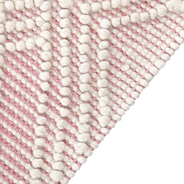 Koberec ružový vlna polyester 160 x 230 cm geometrický vzor strapce boho moderný štýl