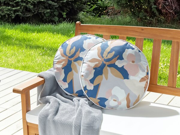 Sada 2 záhradných vankúšov viacfarebná polyester ⌀ 40 cm kvetinový vzor moderný štýl vonkajšie dekorácie vodoodolná