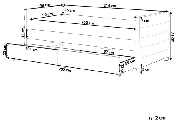 Posteľ čierna zamatové čalúnenie jednolôžko 90 x 200 cm lamelový rošt zásuvky úložný priestor moderný štýl