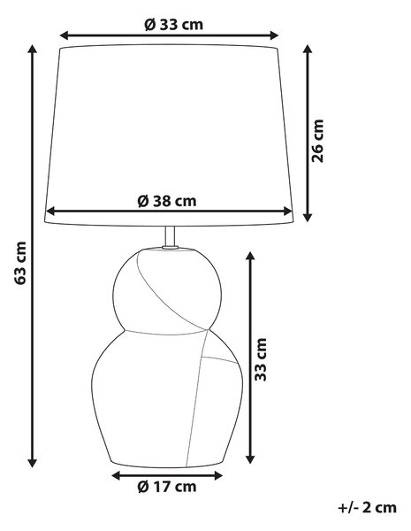 Stolná lampa čierna keramická 63 cm biele látkové tienidlo klasické stolové osvetlenie