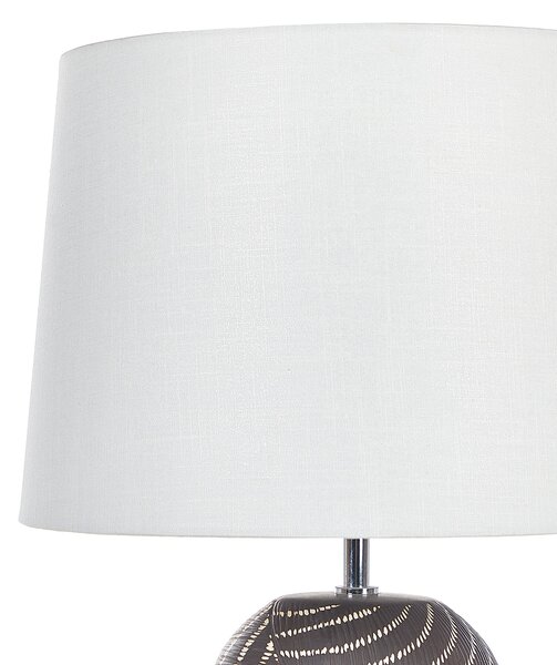 Stolná lampa čierna keramická 63 cm biele látkové tienidlo klasické stolové osvetlenie