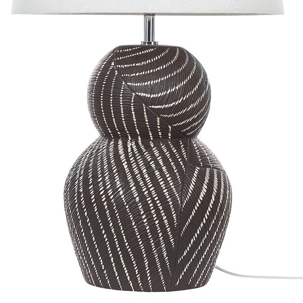 Stolná lampa čierna keramická 63 cm biele látkové tienidlo klasické stolové osvetlenie