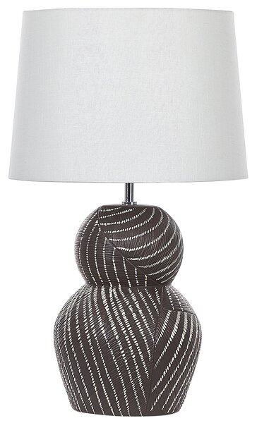 Stolná lampa čierna keramická 63 cm biele látkové tienidlo klasické stolové osvetlenie