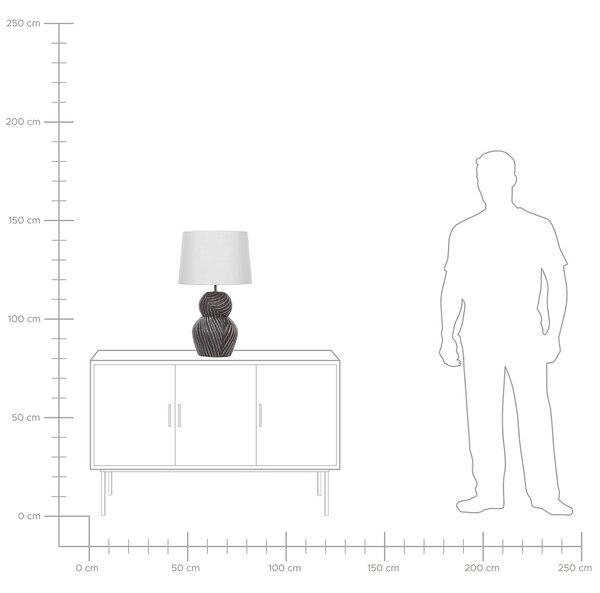 Stolná lampa čierna keramická 63 cm biele látkové tienidlo klasické stolové osvetlenie