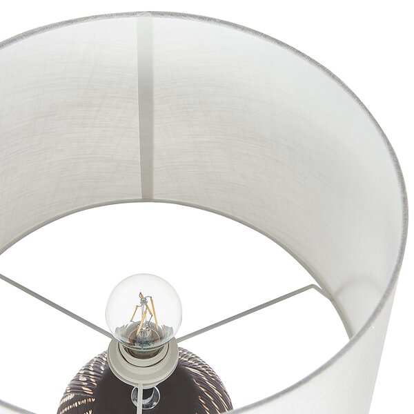 Stolná lampa čierna keramická 63 cm biele látkové tienidlo klasické stolové osvetlenie