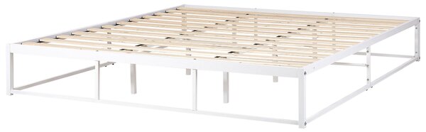 Posteľ biela kovová 180 x 200 cm posteľný rám bez čela s roštom industriálny moderný štýl