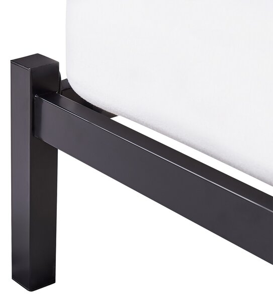 Kovová posteľ čierna 140 x 200 cm rám postele s roštom sivé čalúnené čelo minimalistický dizajn